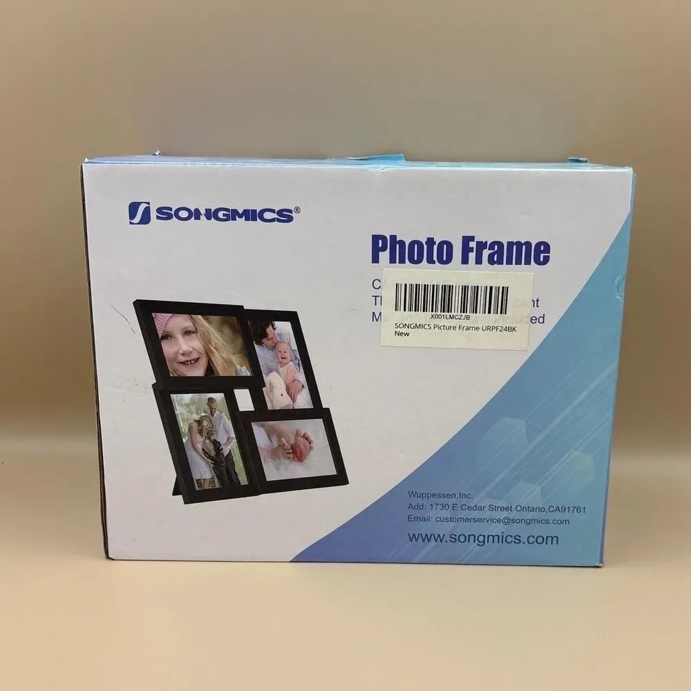 SONGMICS Collage Photo Frame 4x6 4 Openings Black Picture Frame URPF24BK NEW